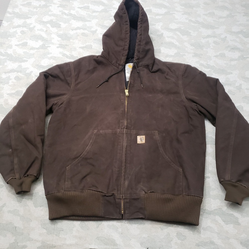 Vintage Carhartt Jacket Mens Large Tall Brown J130 Full Zip Hooded Chocolate
